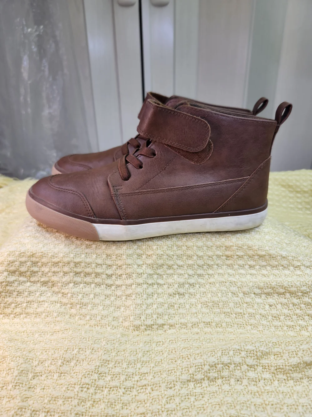 wonder nation Brown High-Top Kids Boots with Hook-and-Loop Strap